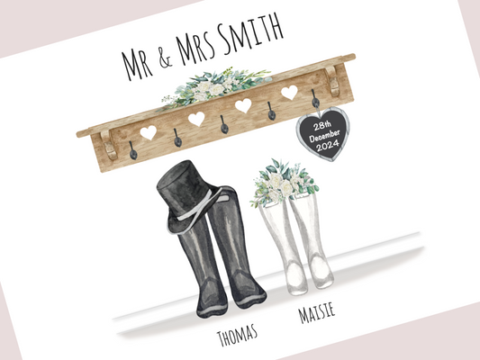 Personalised Wedding Gift | Custom Couple Names & Wedding Date | Sage