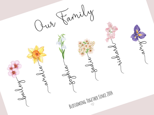 Personalised Family Birth Flower Print – Unique Family Gift Idea