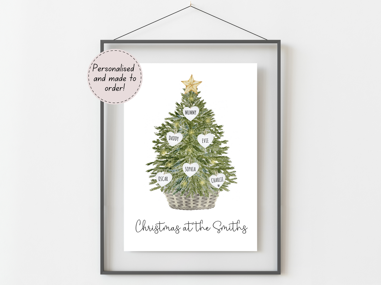Custom Christmas Tree Family Names Print | Personalised Festive Keepsake