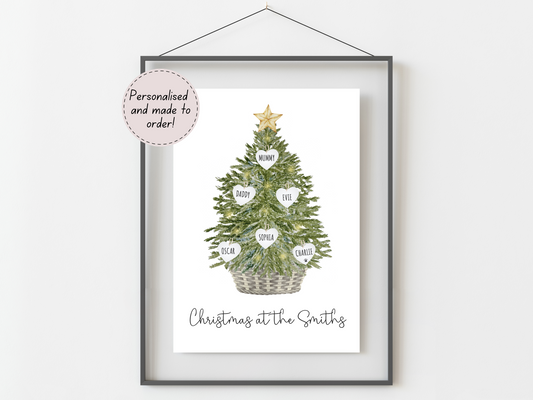 Custom Christmas Tree Family Names Print | Personalised Festive Keepsake