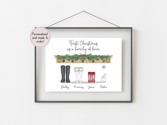 First Christmas as a Family of Four | Personalised Christmas Print