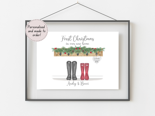 First Christmas in New Home Print | Personalised Festive Gift
