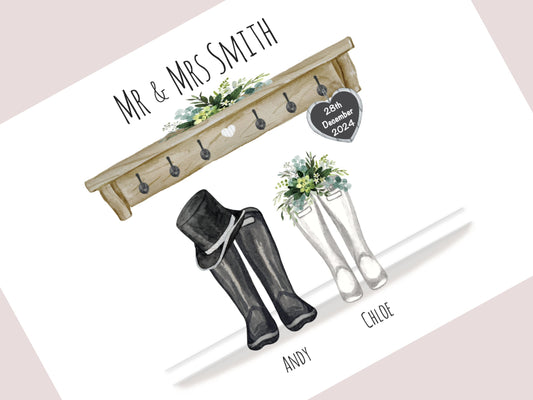 Personalised Wedding Gift | Custom Couple Names & Wedding Date | Green