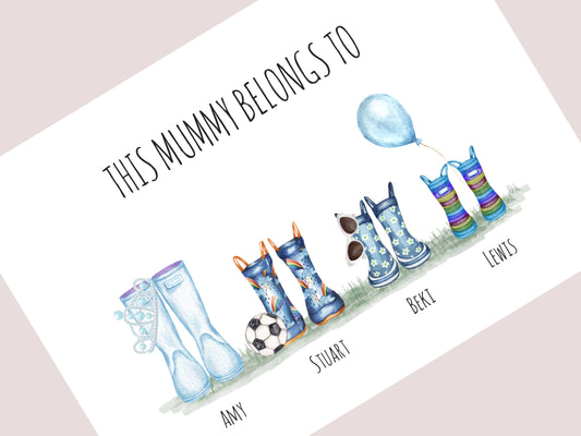 Personalised Family Print | Unique Mum Gifts | Custom Names & Boot styles