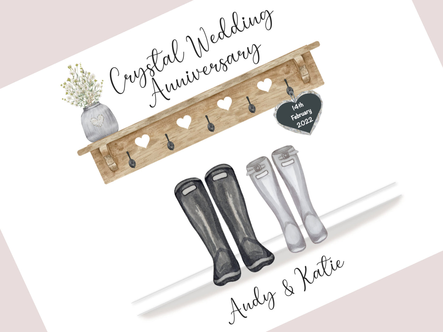 Personalised 15th Wedding Anniversary Gift Print | Crystal Anniversary Keepsake | Custom Names & Date