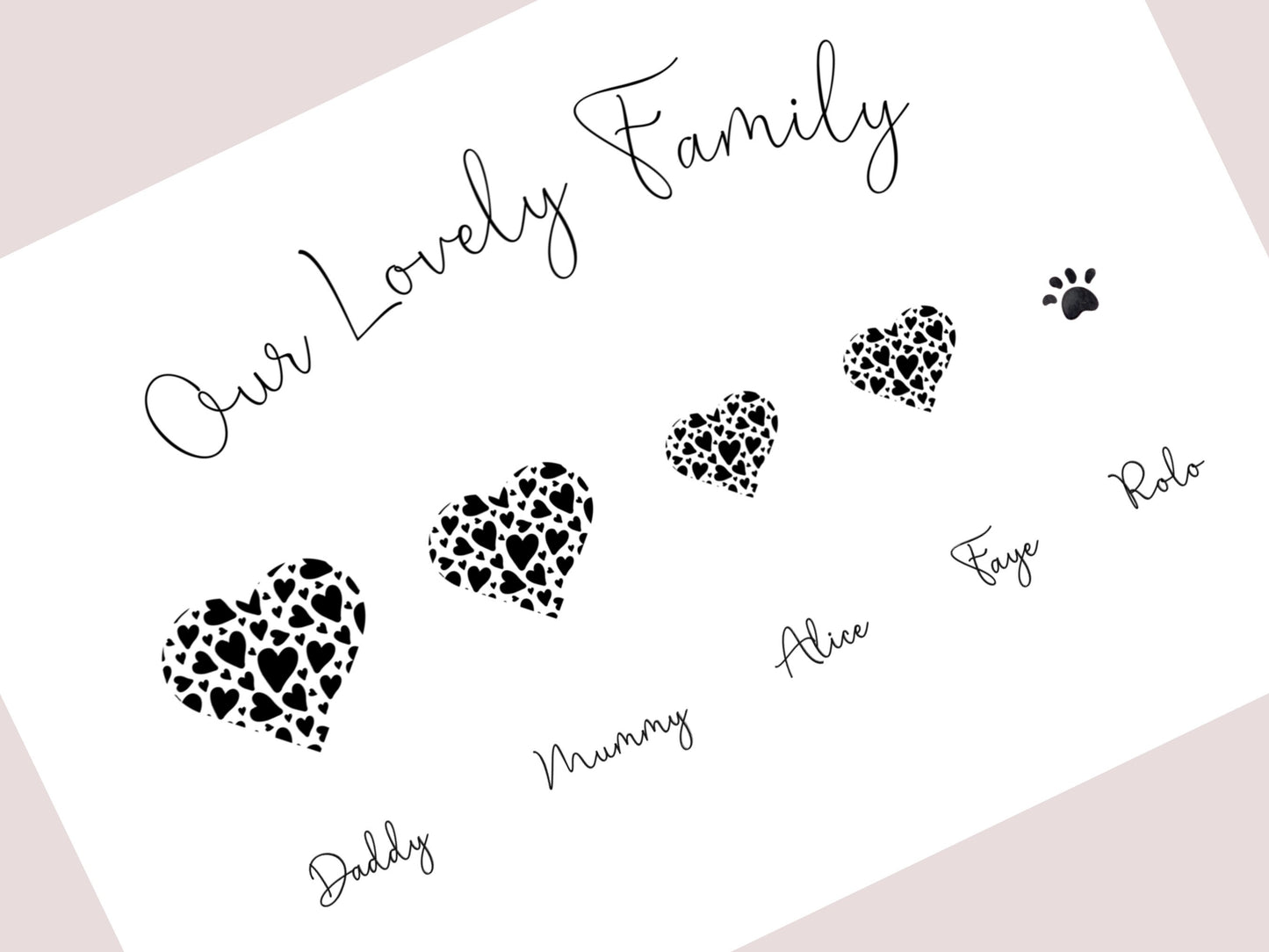 Gifts for Family | Personalised Heart Print | Custom Names & Wording