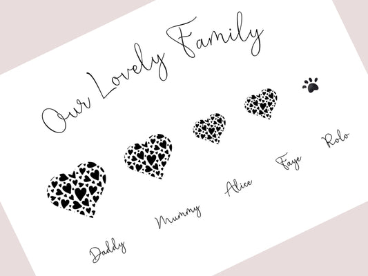 Gifts for Family | Personalised Heart Print | Custom Names & Wording