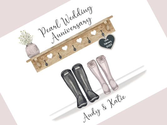 Personalised 30th Wedding Anniversary Gift Print | Pearl Anniversary Keepsake | Custom Names & Date