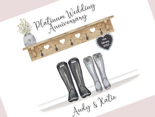 Personalised 70th Wedding Anniversary Gift Print | Platinum Anniversary Keepsake | Custom Names & Date