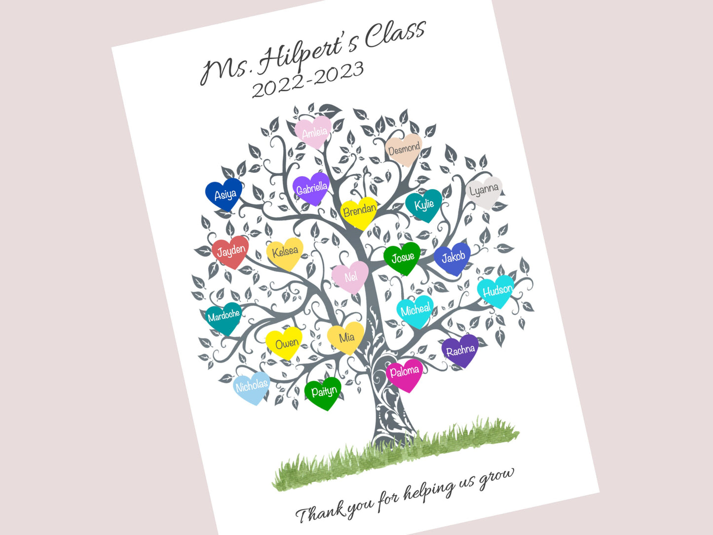 Personalised Teacher Gifts | Thank You Class Tree Print with Student Names