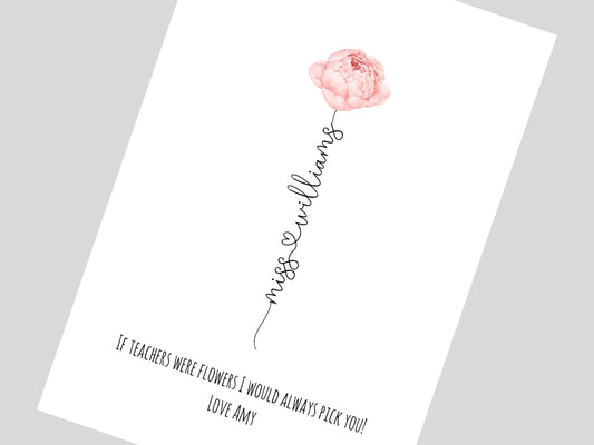 Teacher Thank You Gift Personalised Print, Teacher Appreciation End Of Year Present, Teaching Assistant Gift, Leaving School Gift From Pupil