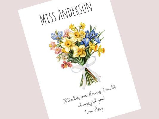 Teacher Thank You Gift Personalised Print, Teacher Appreciation End Of Year Present, Teaching Assistant Gift, Leaving School Gift From Pupil