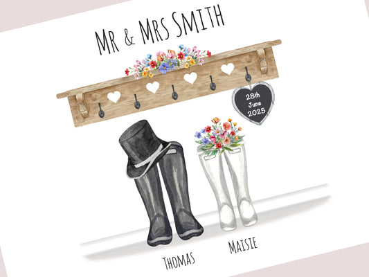 Wedding Gift Personalised For The Couple, Mr and Mrs Gifts, Wedding Print, Bride To Groom Gifts, Wedding Date Keepsake, Just Married Memento