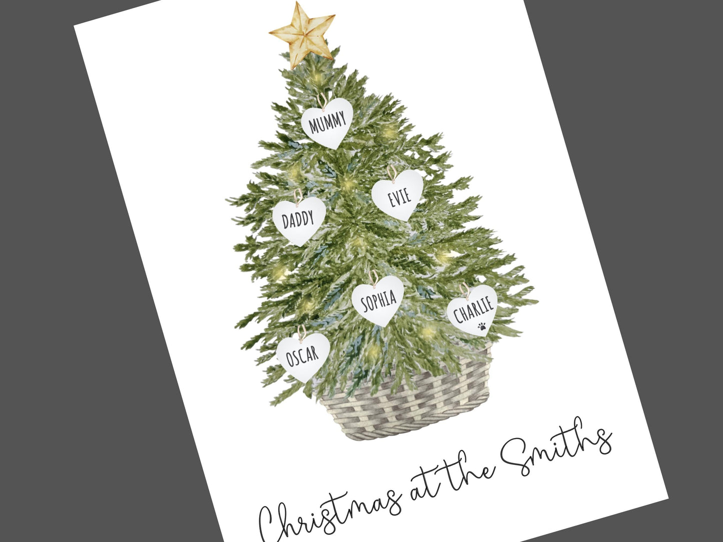 Christmas Print Personalised, Christmas Family Print, Festive Family Tree Wall Art, Custom Xmas Decoration, Family Name Christmas Gift