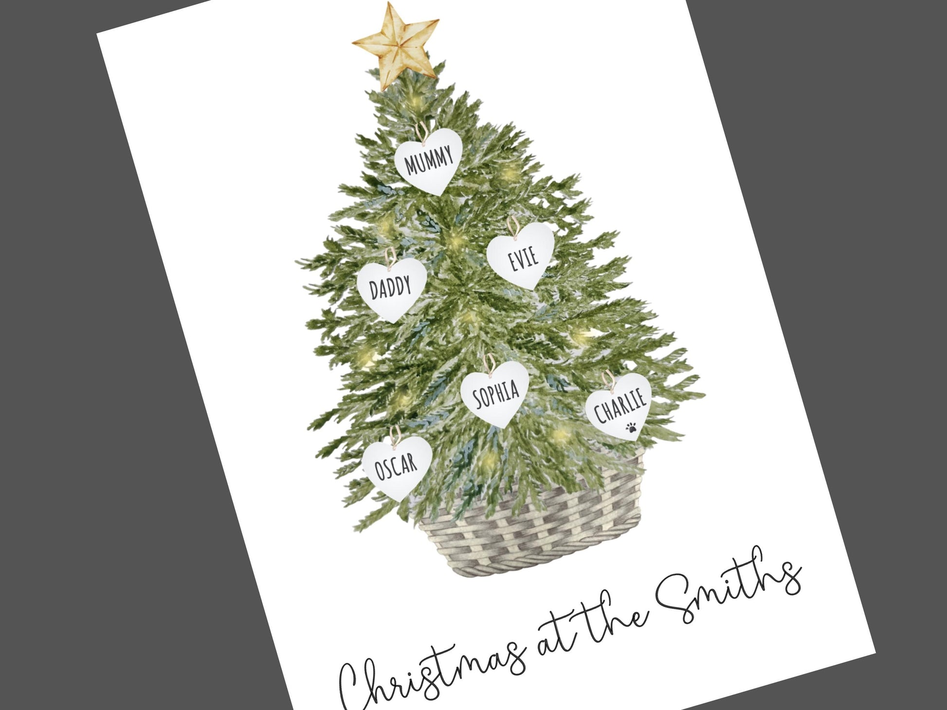 Christmas Print Personalised, Christmas Family Print, Festive Family Tree Wall Art, Custom Xmas Decoration, Family Name Christmas Gift