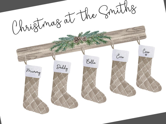 Christmas Print Personalised, Christmas Family Print, Festive Family Tree Wall Art, Custom Xmas Decoration, Family Name Christmas Gift