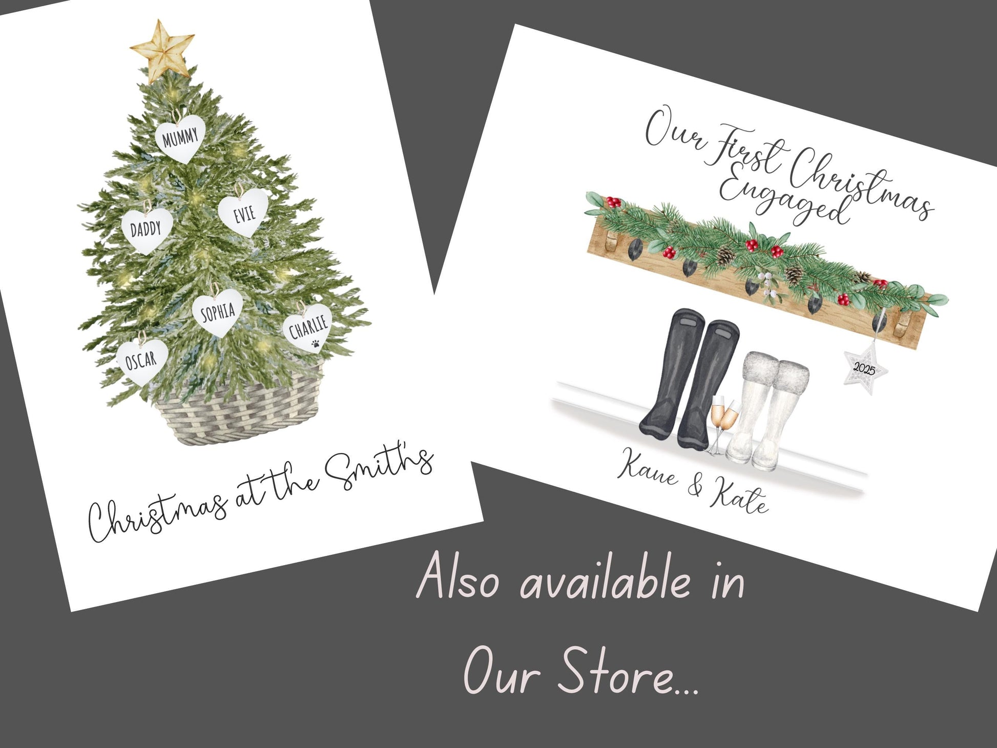 Christmas Print Personalised, Christmas Family Print, Festive Family Tree Wall Art, Custom Xmas Decoration, Family Name Christmas Gift