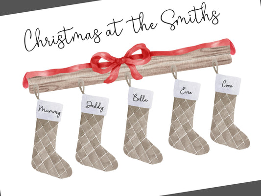 Christmas Print Personalised, Christmas Family Print, Festive Family Tree Wall Art, Custom Xmas Decoration, Family Name Christmas Gift