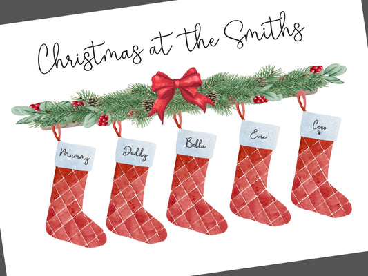 Christmas Print Personalised, Christmas Family Print, Festive Family Tree Wall Art, Custom Xmas Decoration, Family Name Christmas Gift