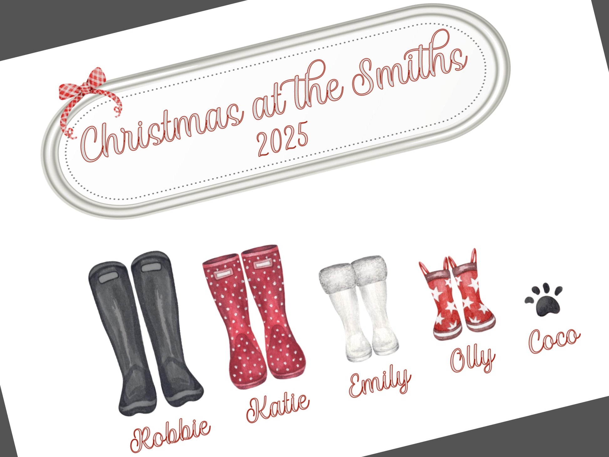 Christmas Print Personalised, Christmas Family Print, Festive Family Tree Wall Art, Custom Xmas Decoration, Family Name Christmas Gift