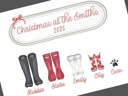 Christmas Print Personalised, Christmas Family Print, Festive Family Tree Wall Art, Custom Xmas Decoration, Family Name Christmas Gift