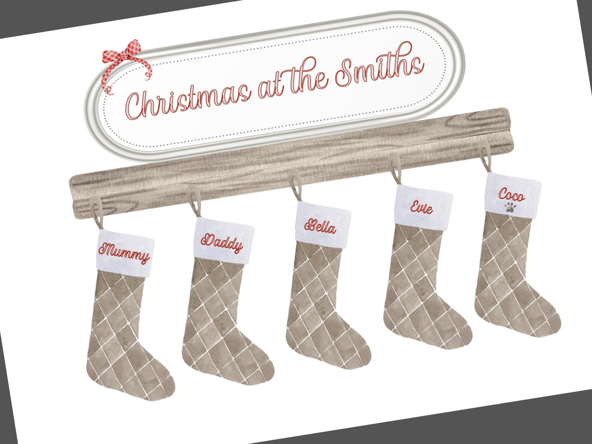 Christmas Print Personalised, Christmas Family Print, Festive Family Tree Wall Art, Custom Xmas Decoration, Family Name Christmas Gift