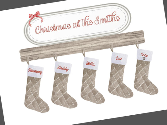 Christmas Print Personalised, Christmas Family Print, Festive Family Tree Wall Art, Custom Xmas Decoration, Family Name Christmas Gift