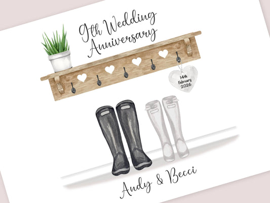 9th Anniversary Gift, Personalised Print, Pottery Anniversary Gifts, A4, A5, Digital PDF