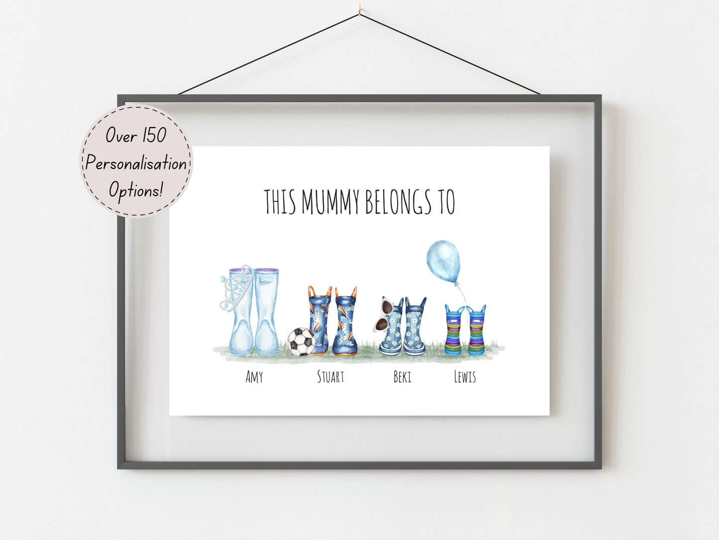 Personalised Family Print | Unique Mum Gifts | Custom Names & Boot styles
