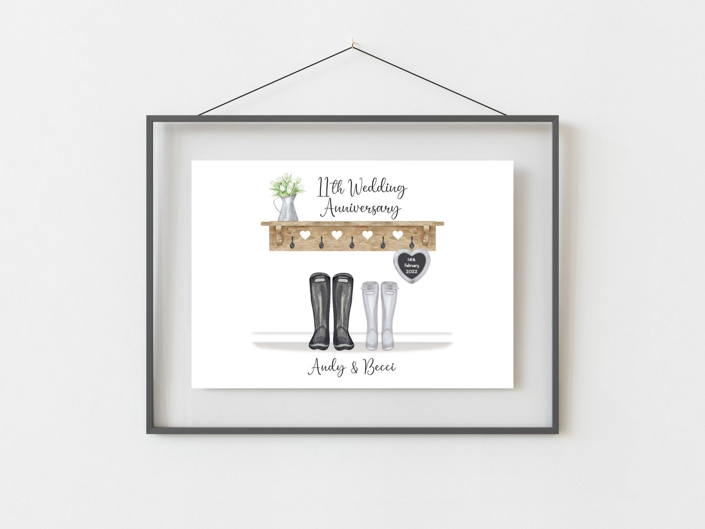 11th Anniversary Gift Personalised Steel Wedding Anniversary Print