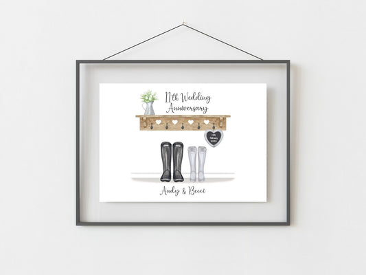 11th Anniversary Gift Personalised Steel Wedding Anniversary Print