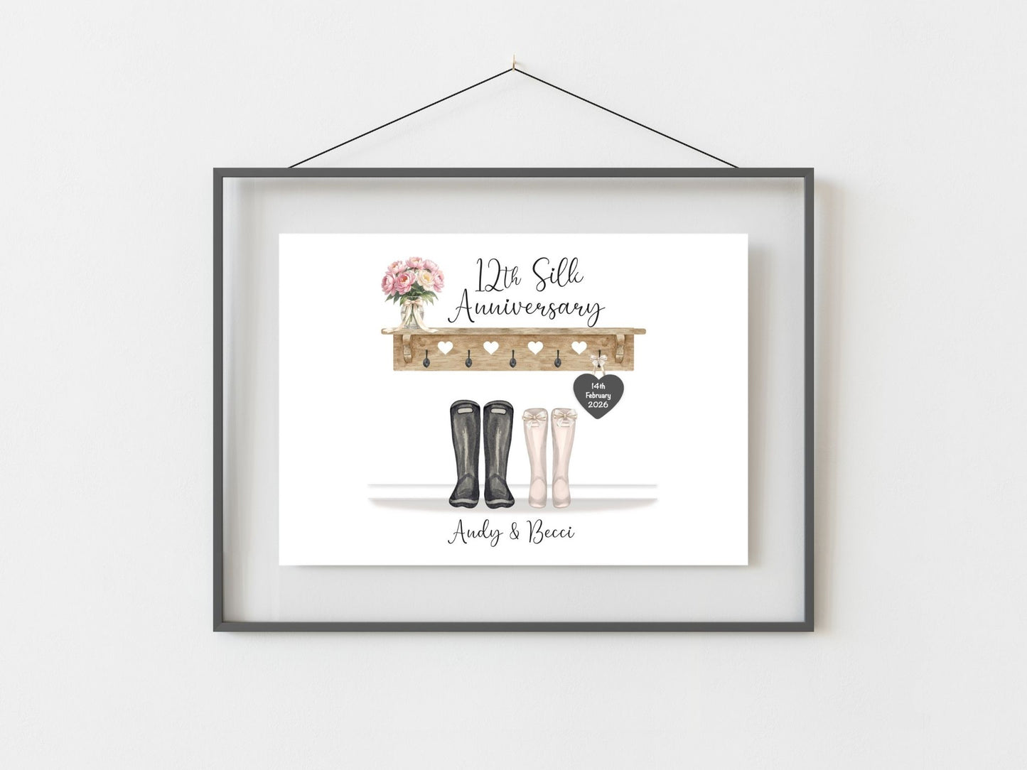 12th Anniversary Gift Personalised Silk Wedding Anniversary Print