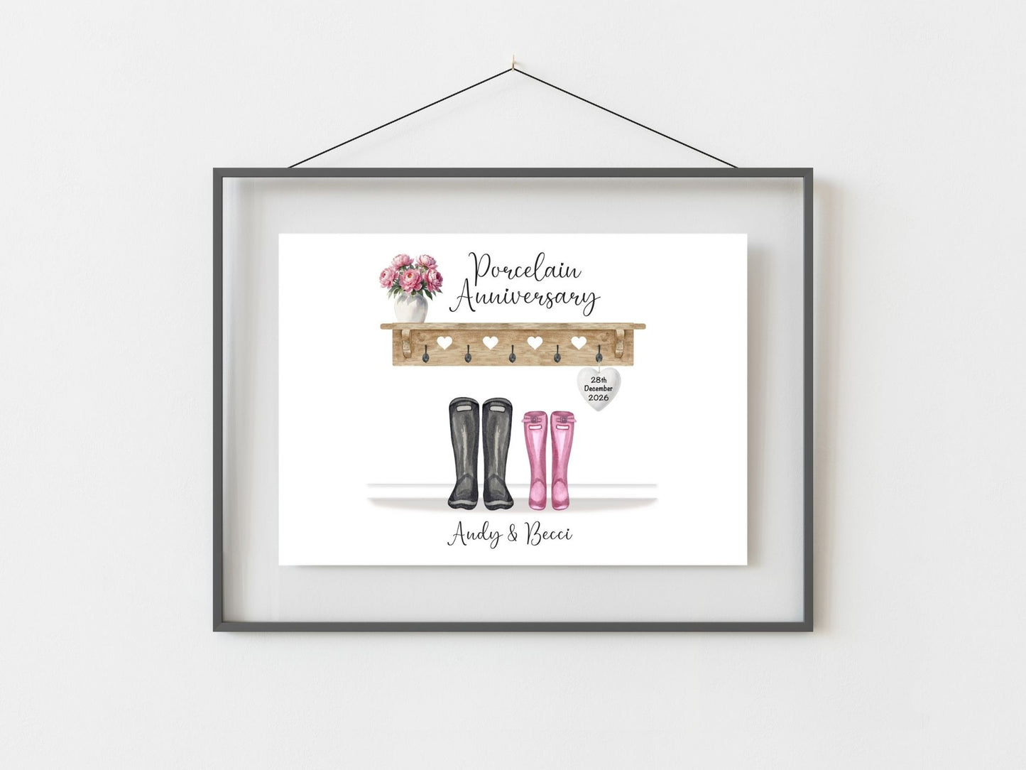 18th Anniversary Gift Personalised Porcelain Wedding Anniversary Print