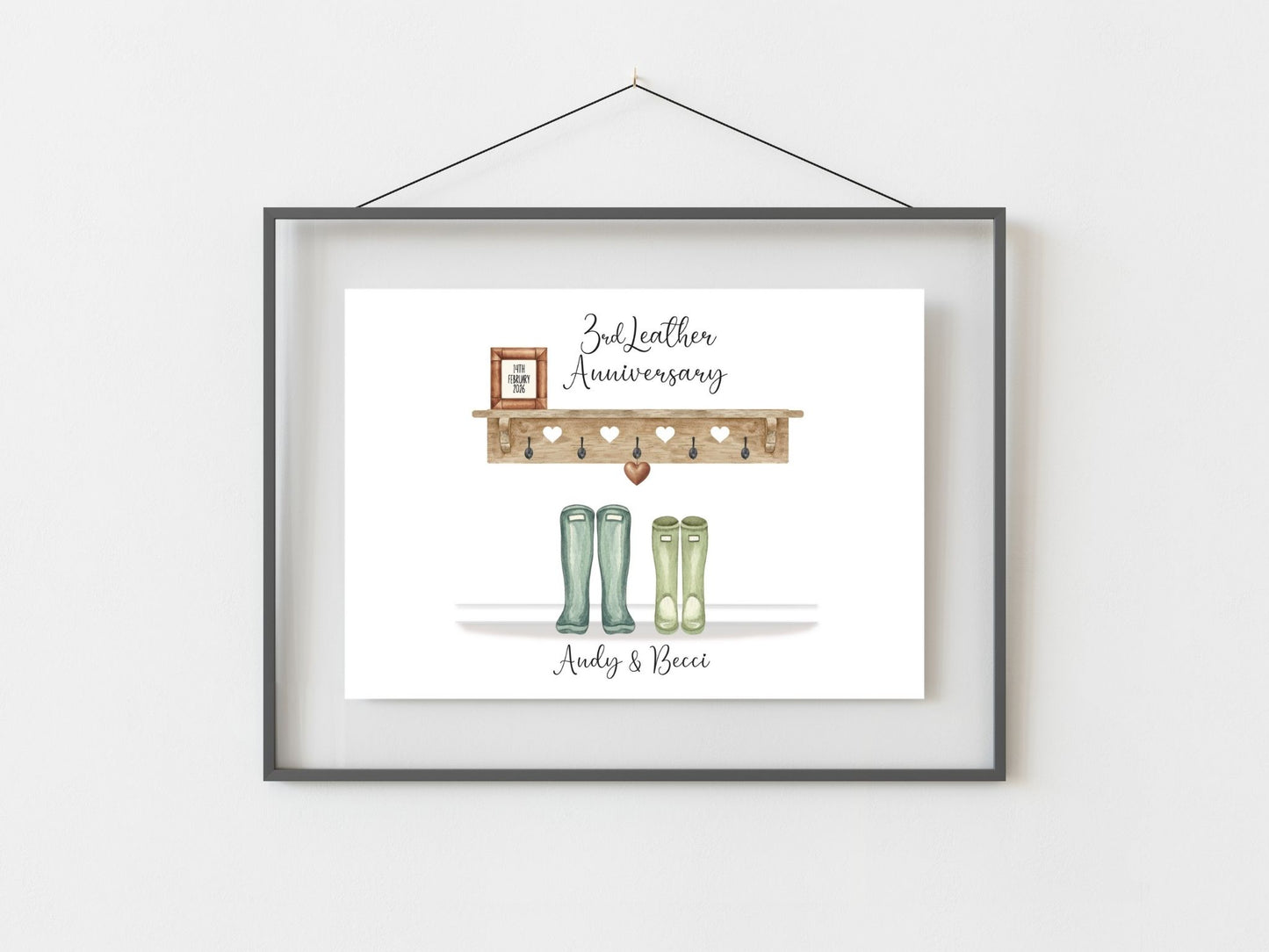 3rd Anniversary Gift Personalised Leather Anniversary Print