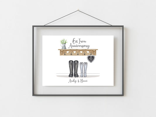 6th Anniversary Gift Personalised Iron Anniversary Print