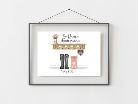 8th Anniversary Gift Personalised Bronze Wedding Anniversary Print