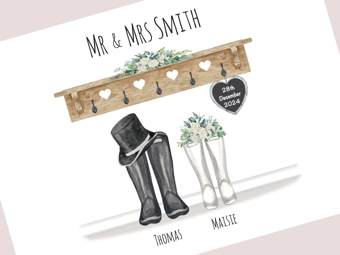 Personalised Wedding Gift | Custom Couple Names & Wedding Date | Sage
