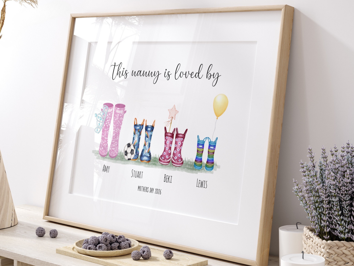 Personalised Nanny Mother’s Day Family Welly Boot Print