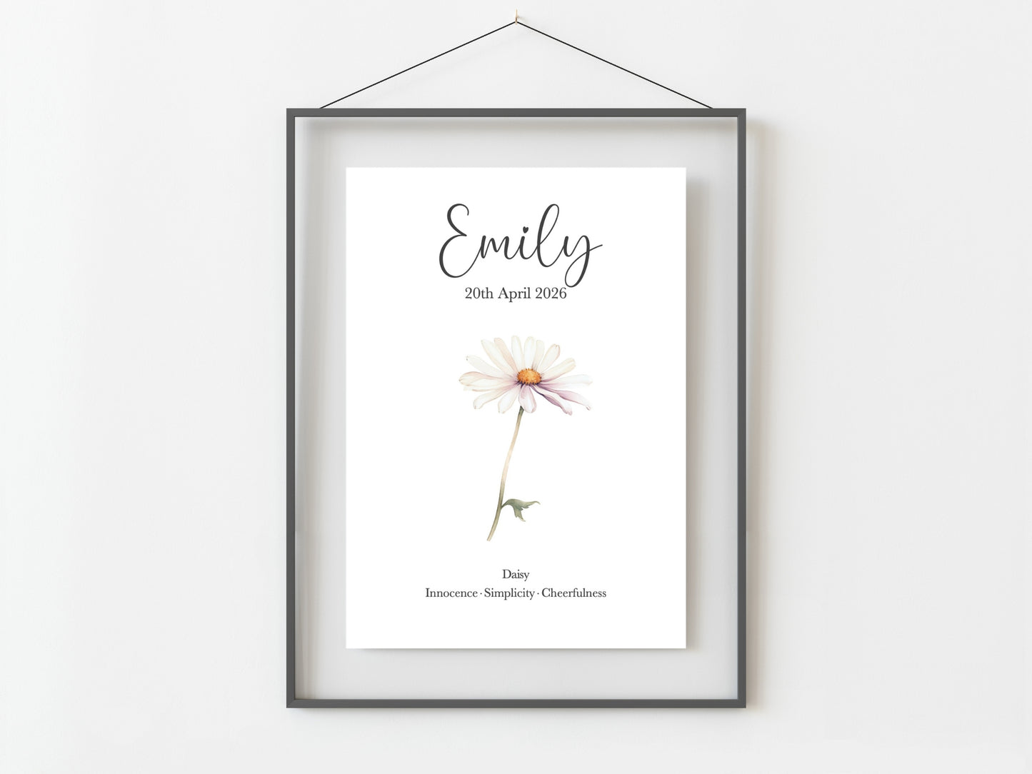 April Birthday Gift Personalised Birth Flower Print