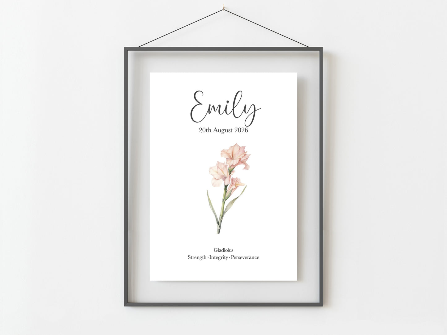 August Birthday Gift Personalised Birth Flower Print