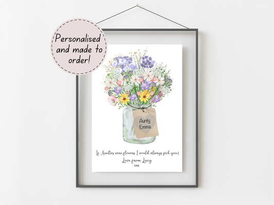 Auntie Gifts – Personalised Print | Birthday & Christmas Gift for Aunt from Niece & Nephew