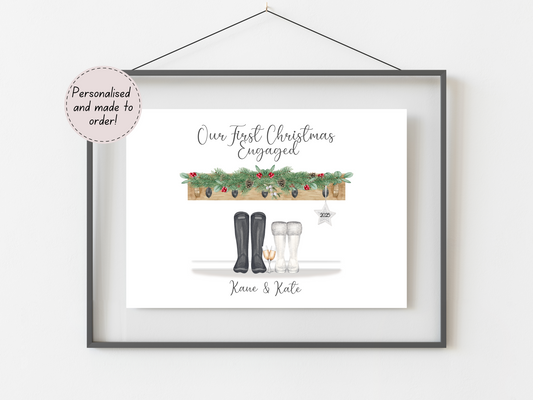 First Christmas Engaged Print | Personalised Engagement Gift