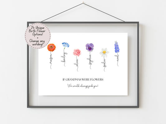 Personalised Gifts for Grandma – Custom Birth Flower Print | Thoughtful Keepsake