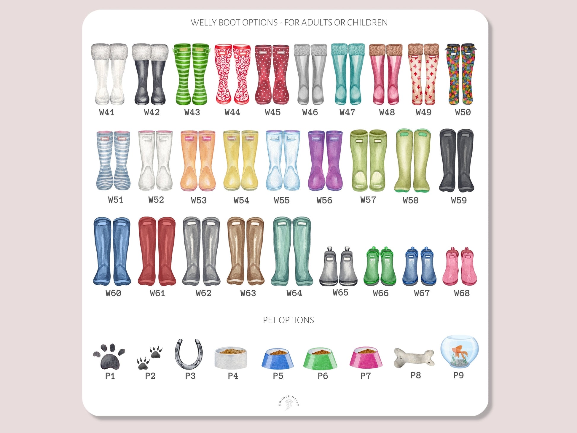 Family Gifts Personalised, Welly Boot Print, Custom Name Pictures Family Tree, New Home Gift, Watercolour Illustration, Hallway Art Prints