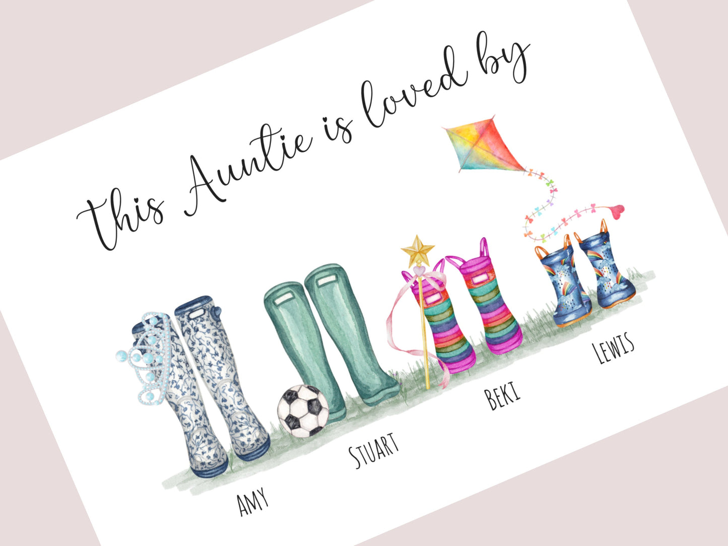 Auntie Gifts – Personalised "This Auntie Belongs To" Welly Boot Print | Birthday & Christmas Gifts for Aunt