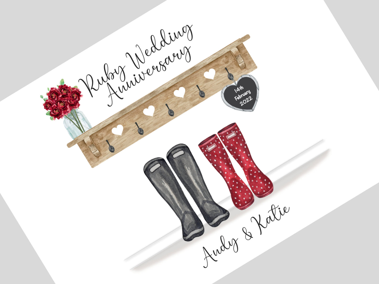 Personalised 40th Wedding Anniversary Gift Print | Ruby Anniversary Keepsake | Custom Names & Date