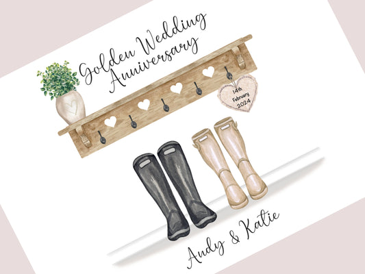 Personalised Golden Wedding Anniversary Gift Print | 50th Anniversary Keepsake | Custom Names & Date