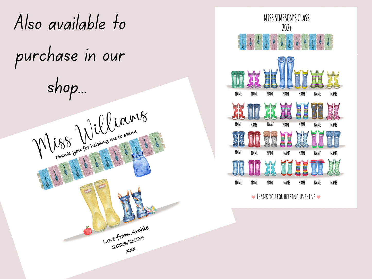 Personalised Teacher Whole Class Wildflower Print, Thank You Gift from Class of 2026, Teacher Appreciation End Of Year Present, A4, PDF