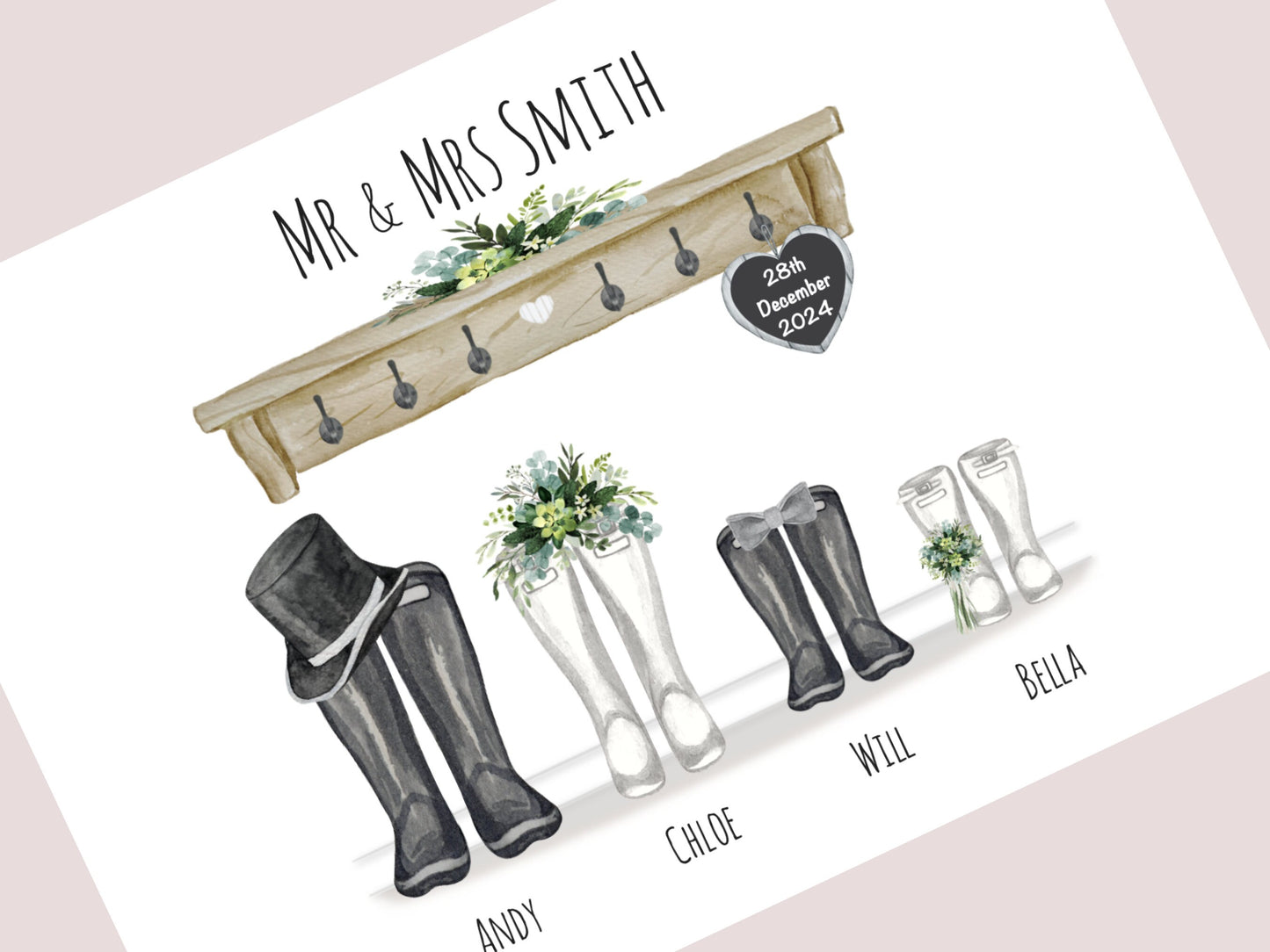 Personalised Family Wedding Gift | Custom Names & Wedding Date