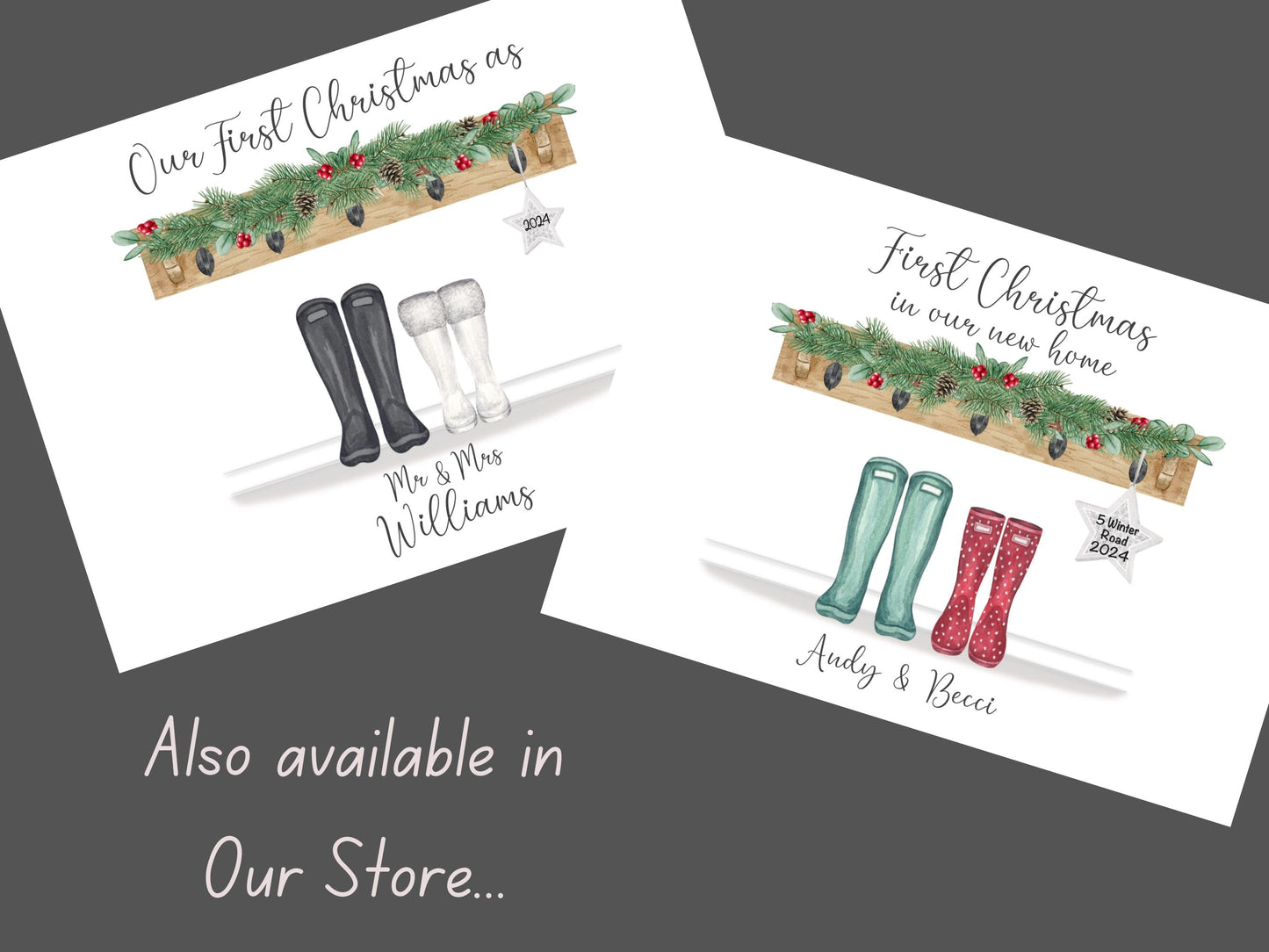 First Christmas Engaged Print, Personalised Engagement Gift, Christmas Gift For Fiancé, Gift For Newly Engaged Friend, Festive Couple Gifts